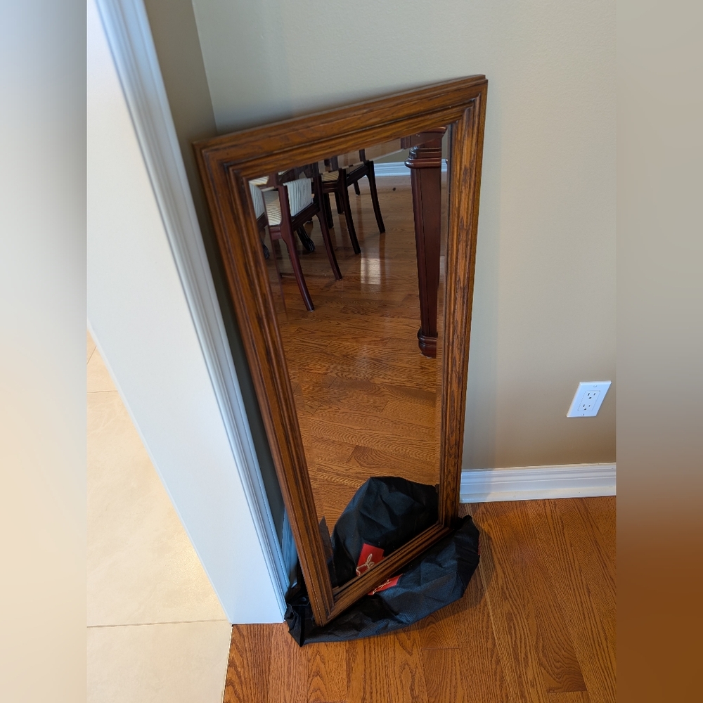 Solid Rectangular Wood Mirror 41.5 x 16.5 inches